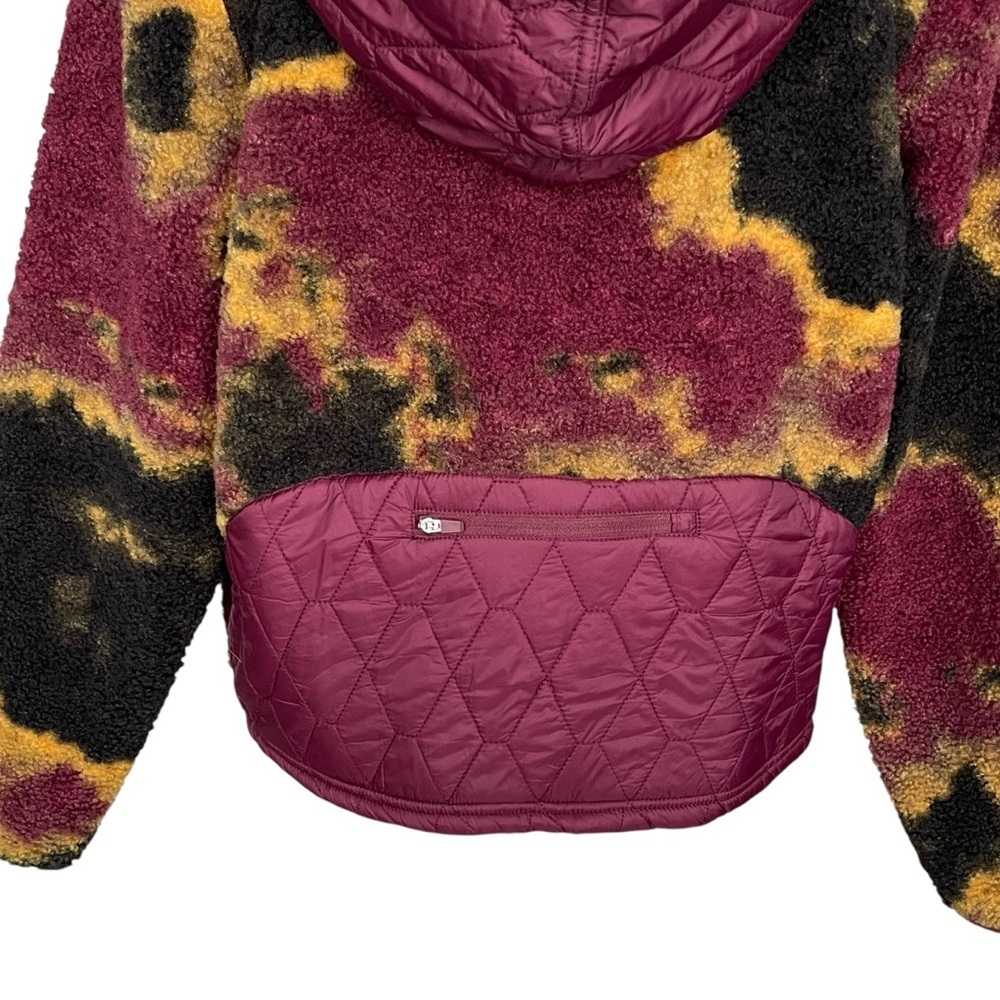 Joy Lab Fleece Sherpa Multicolor Women's Jacket Size L Hooded Adjustable Hem - Picture 7 of 9